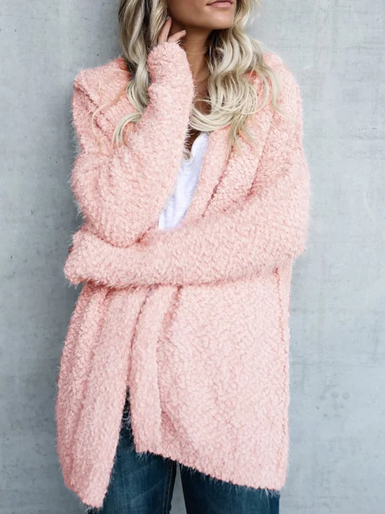 Mostata Casual Long Sleeve Hooded Fuzzy Coat